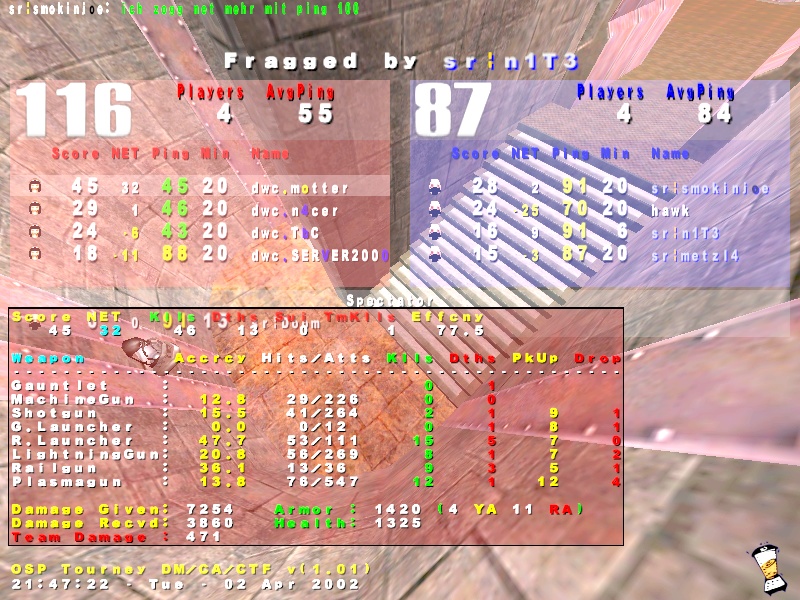 Screenshot des Clanwars gegen sr