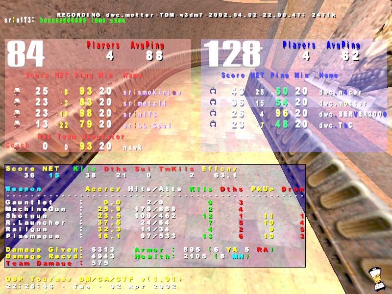 Screenshot des Clanwars gegen sr