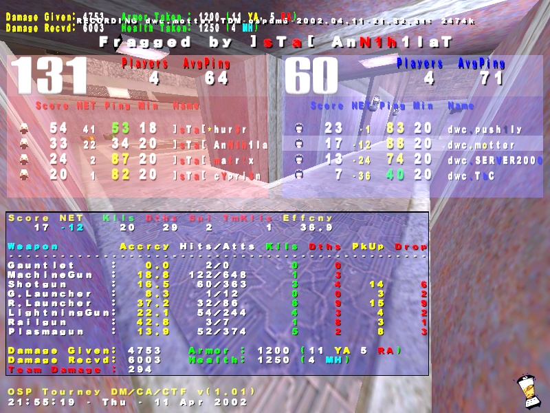 Screenshot des Clanwars gegen sTa