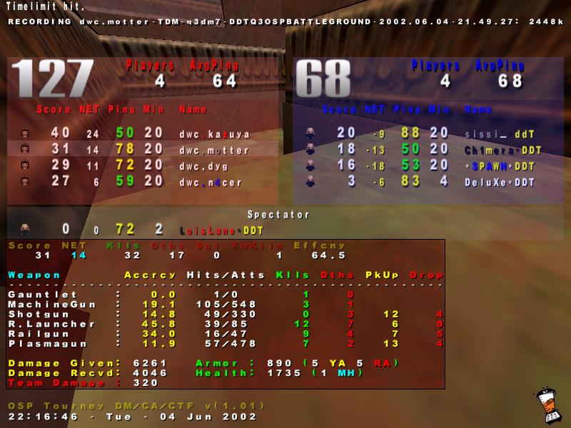 Screenshot des Clanwars gegen DDT