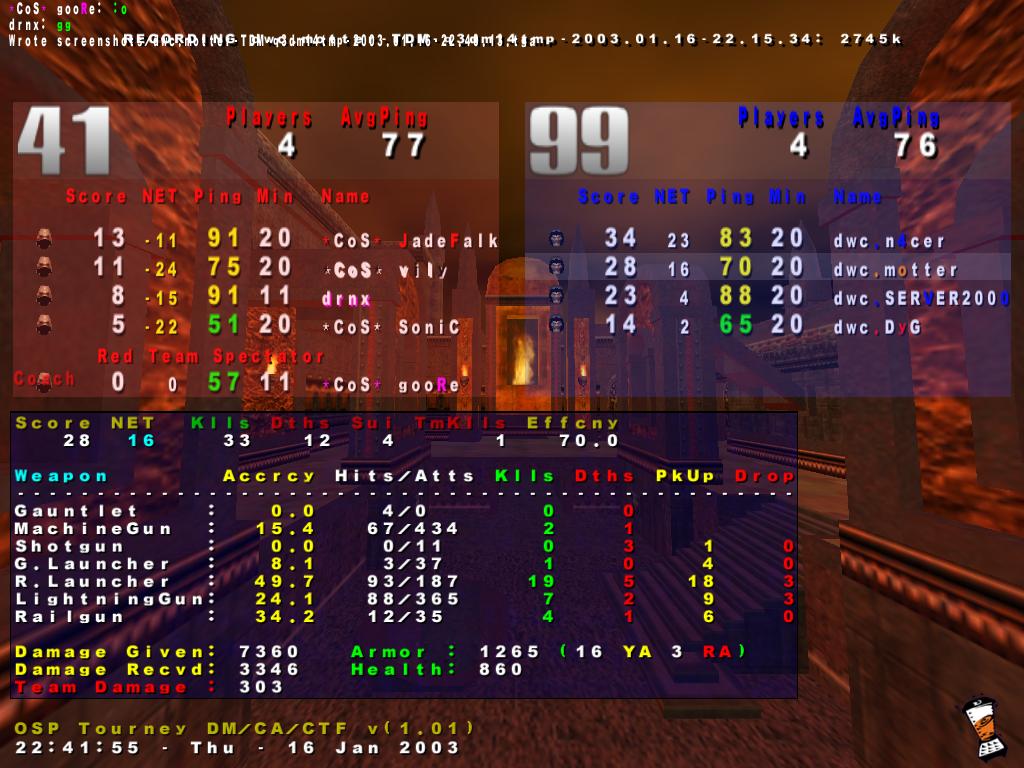 Screenshot des Clanwars gegen Church of Senselessness