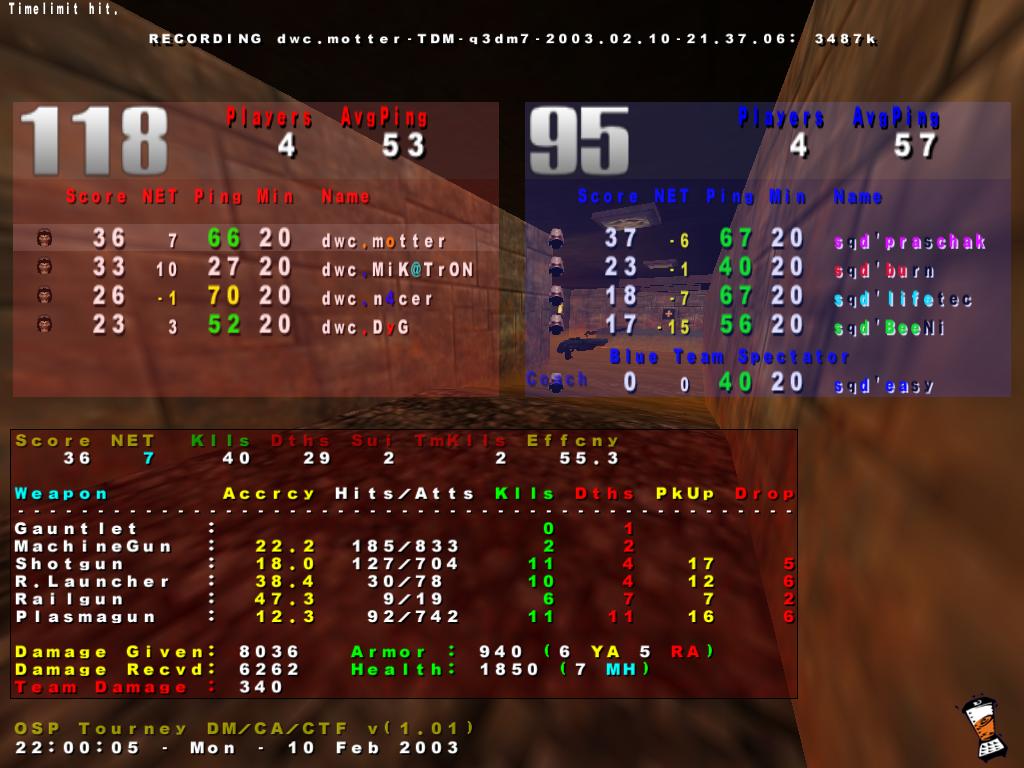 Screenshot des Clanwars gegen sQuad Damage - red