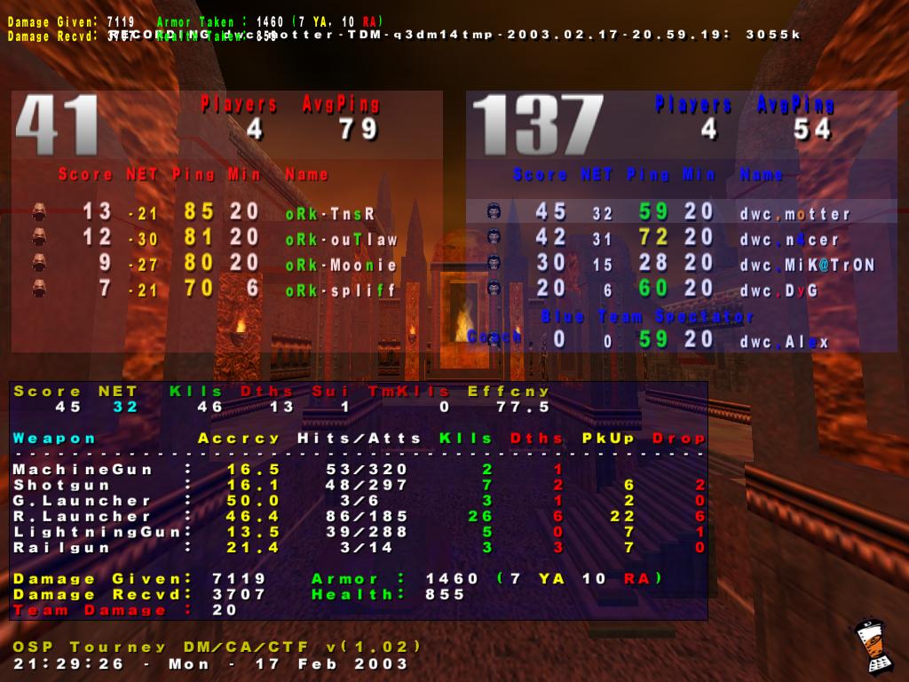 Screenshot des Clanwars gegen Clan-Ork