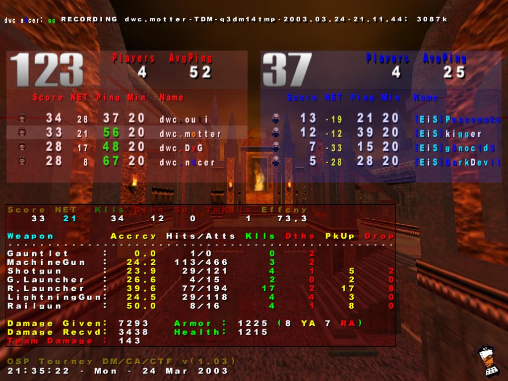 Screenshot des Clanwars gegen Eisregen