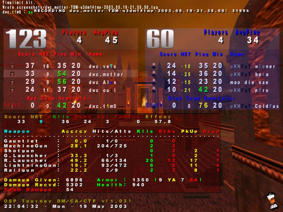 Screenshot des Clanwars gegen uns Kriegt Niemand ToT B-Team