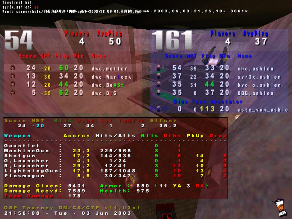Screenshot des Clanwars gegen ashlen
