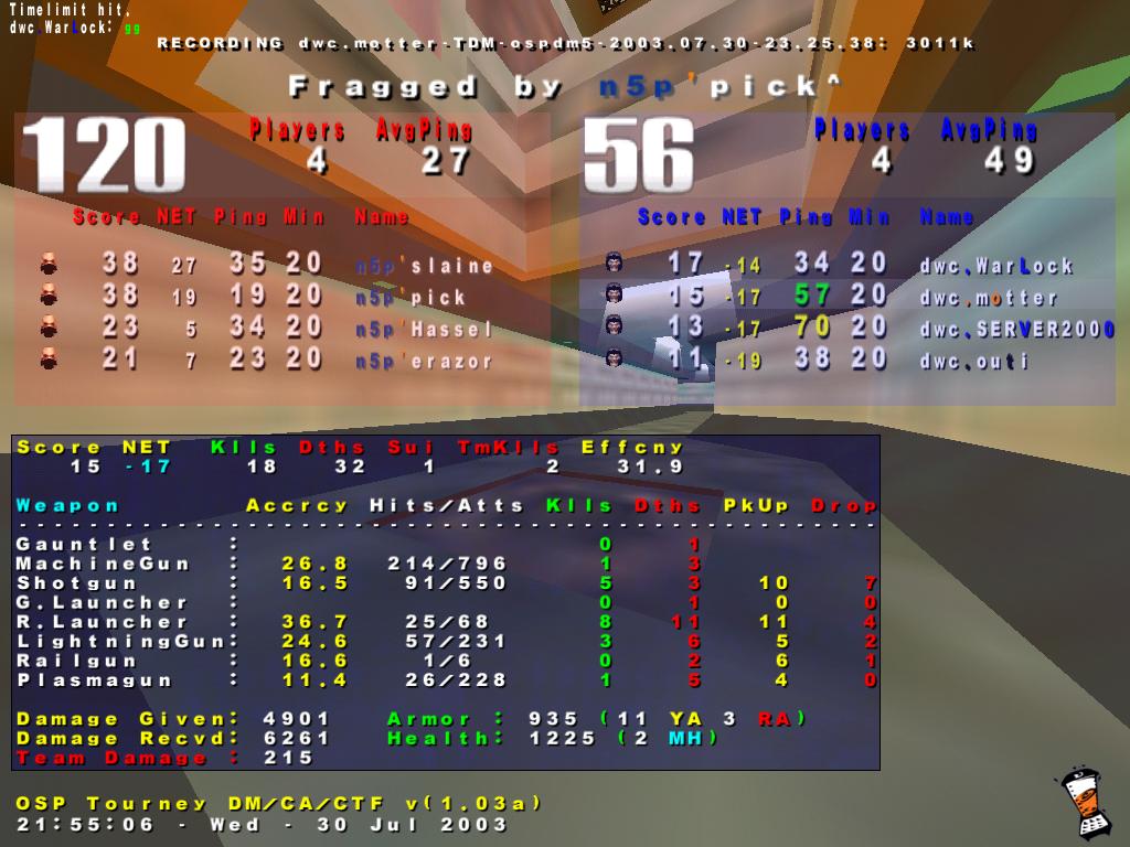 Screenshot of the clan war vs. n5p!