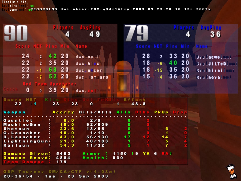 Screenshot des Clanwars gegen Brummkreisel Oberwuerste