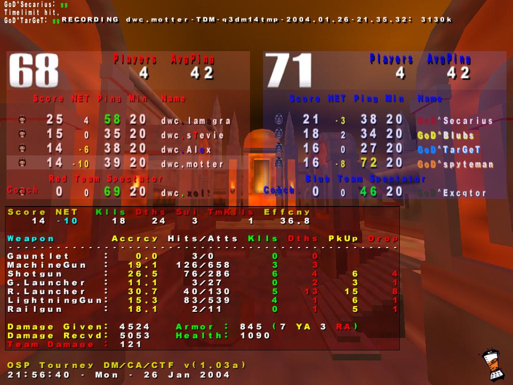 Screenshot des Clanwars gegen GoD
