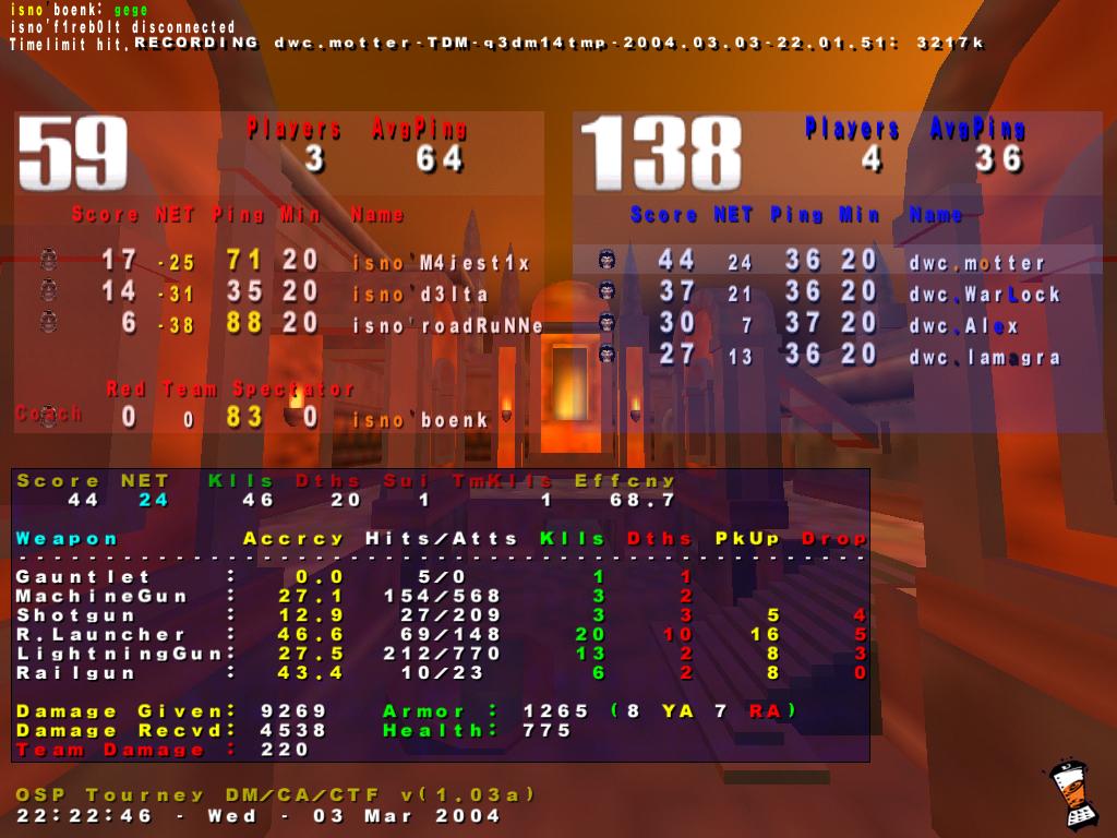Screenshot des Clanwars gegen isnogud