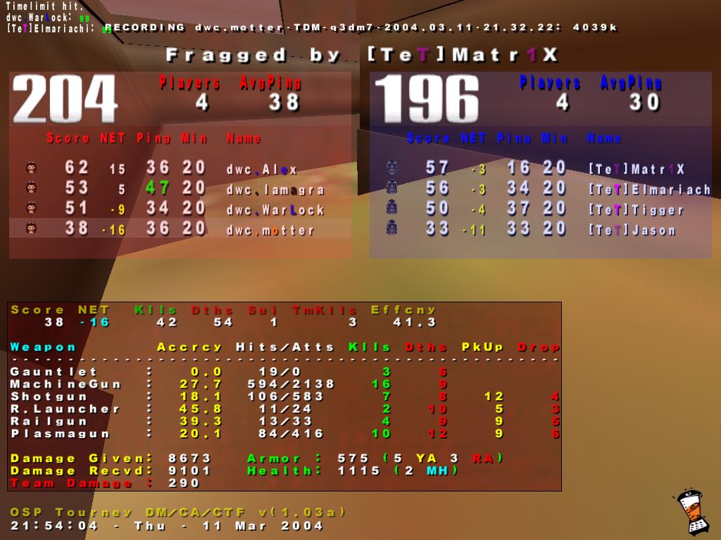 Screenshot des Clanwars gegen TeT