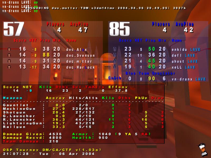 Screenshot des Clanwars gegen lave