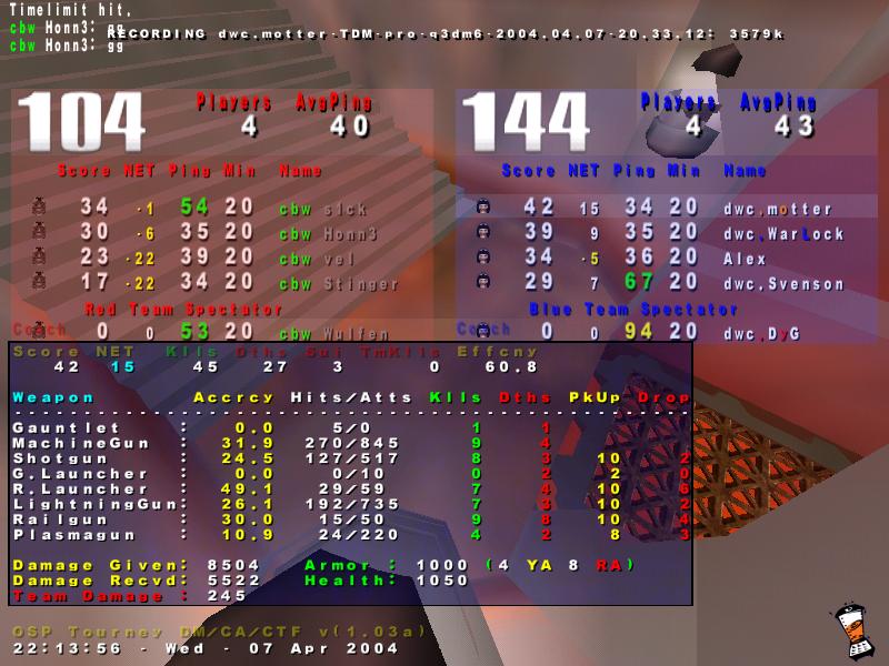 Screenshot des Clanwars gegen cbw