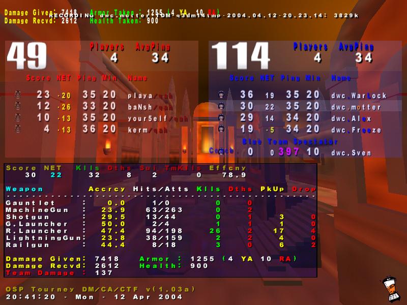 Screenshot des Clanwars gegen qah