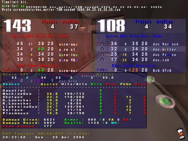 Screenshot des Clanwars gegen xore