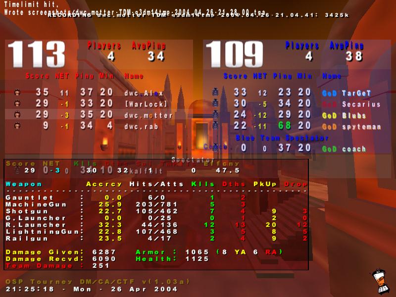 Screenshot des Clanwars gegen GoD