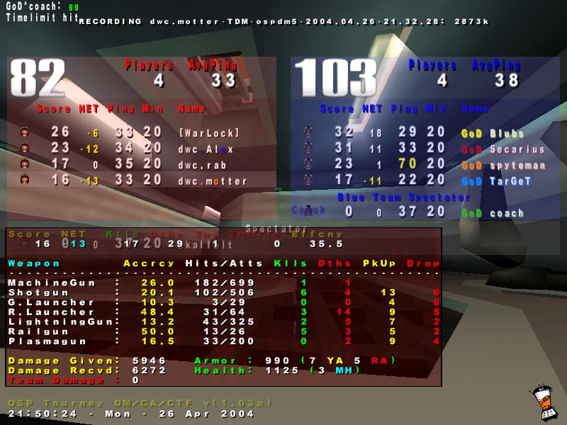 Screenshot des Clanwars gegen GoD