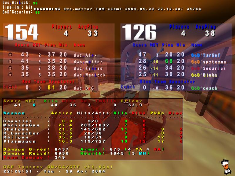 Screenshot des Clanwars gegen GoD