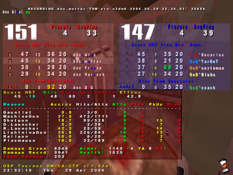Screenshot des Clanwars gegen GoD