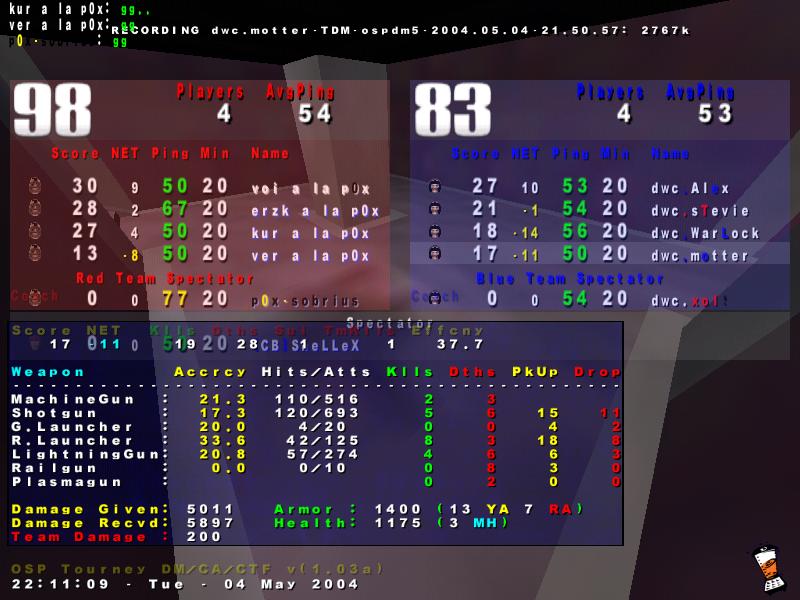 Screenshot des Clanwars gegen p0x