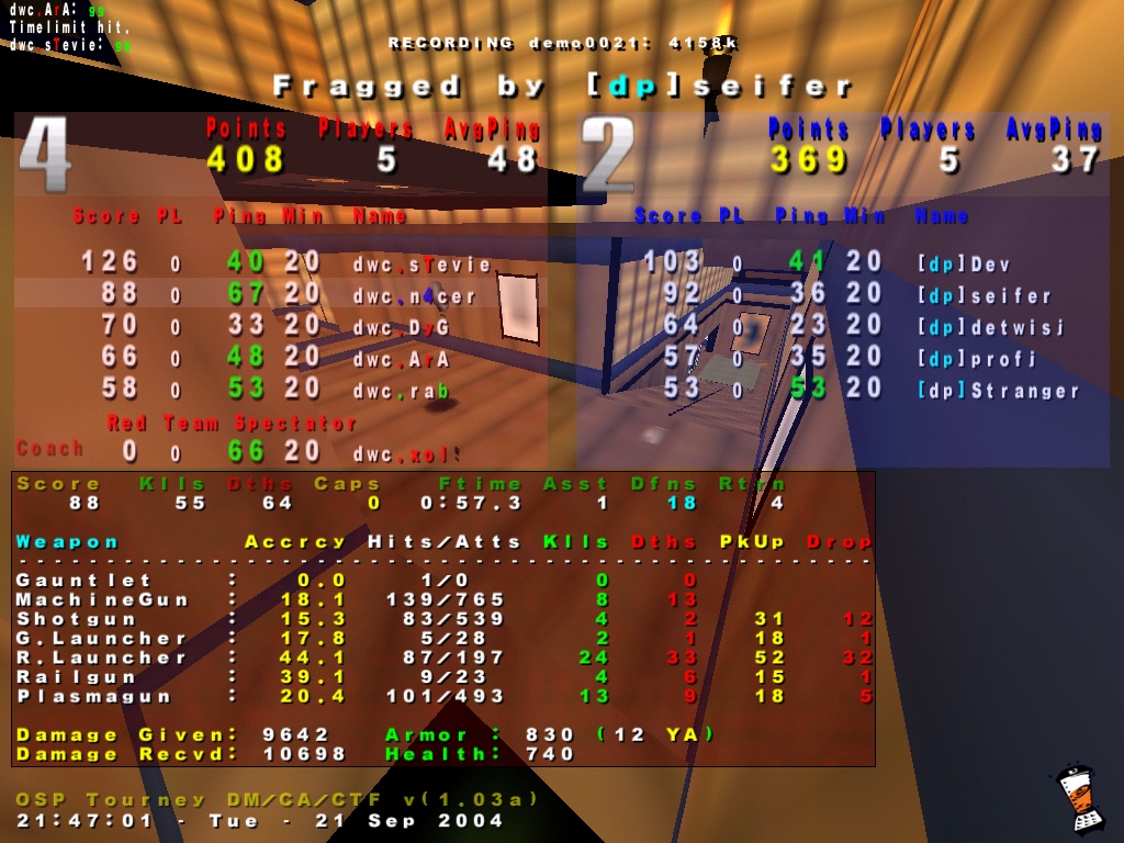 Screenshot des Clanwars gegen dp