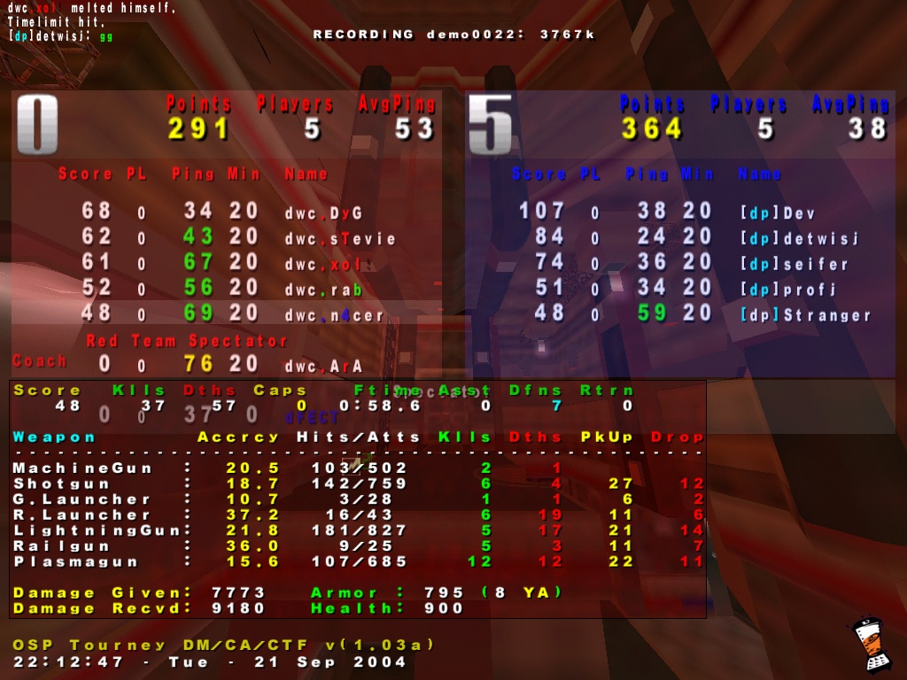 Screenshot des Clanwars gegen dp