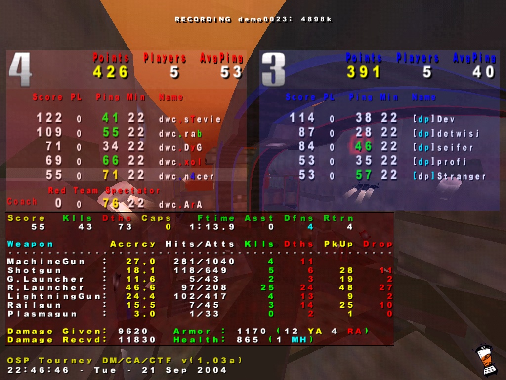 Screenshot des Clanwars gegen dp