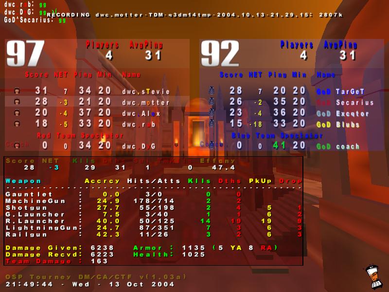 Screenshot des Clanwars gegen GoD