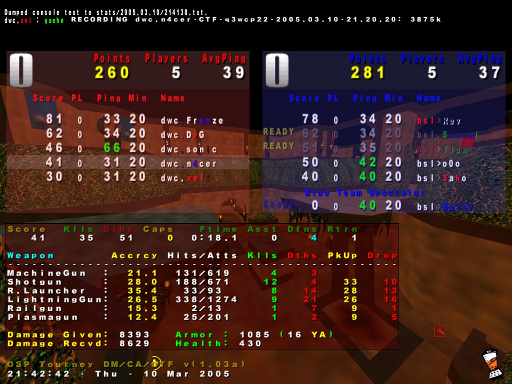 Screenshot des Clanwars gegen bsl