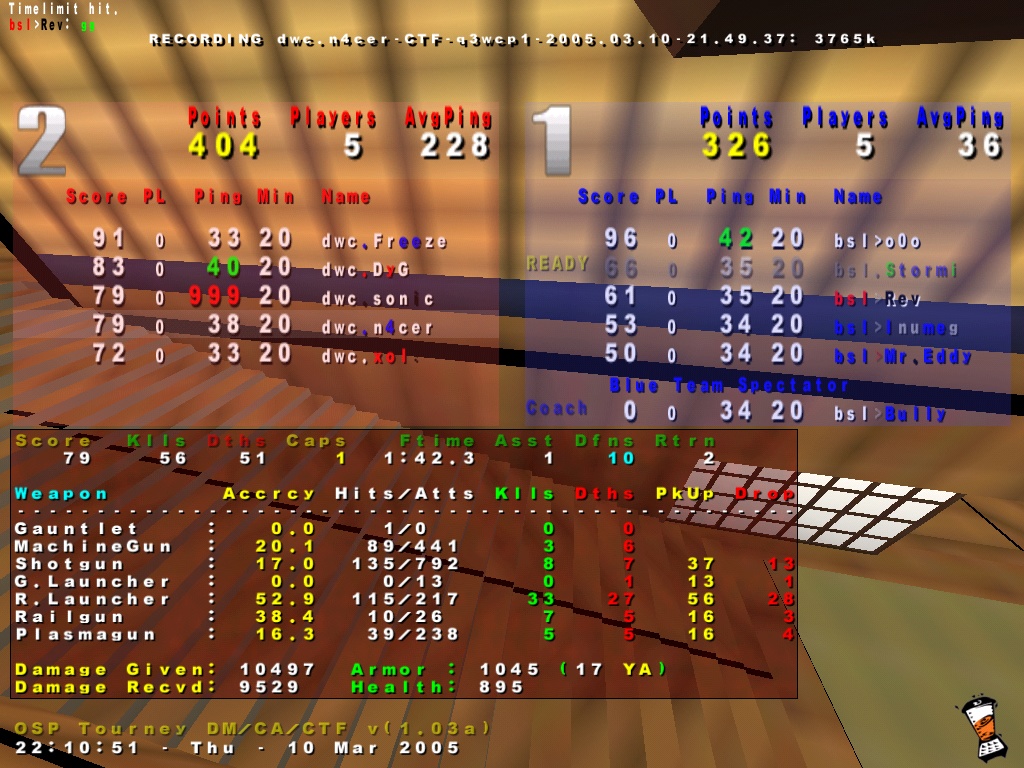 Screenshot des Clanwars gegen bsl