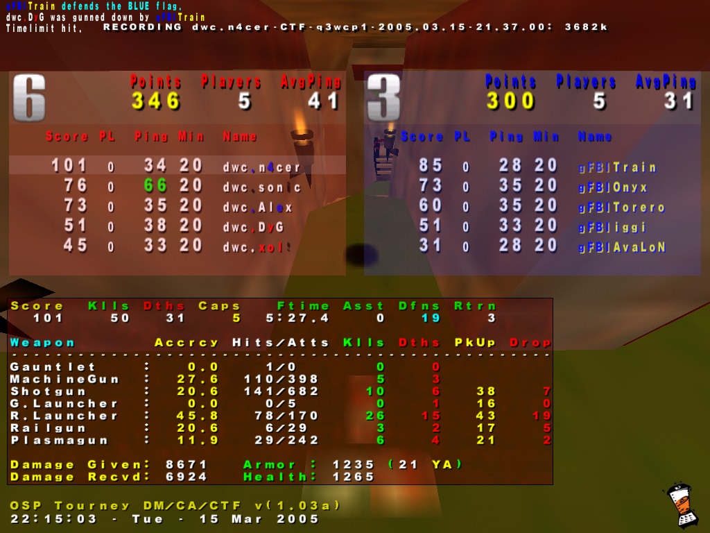 Screenshot des Clanwars gegen gFBI