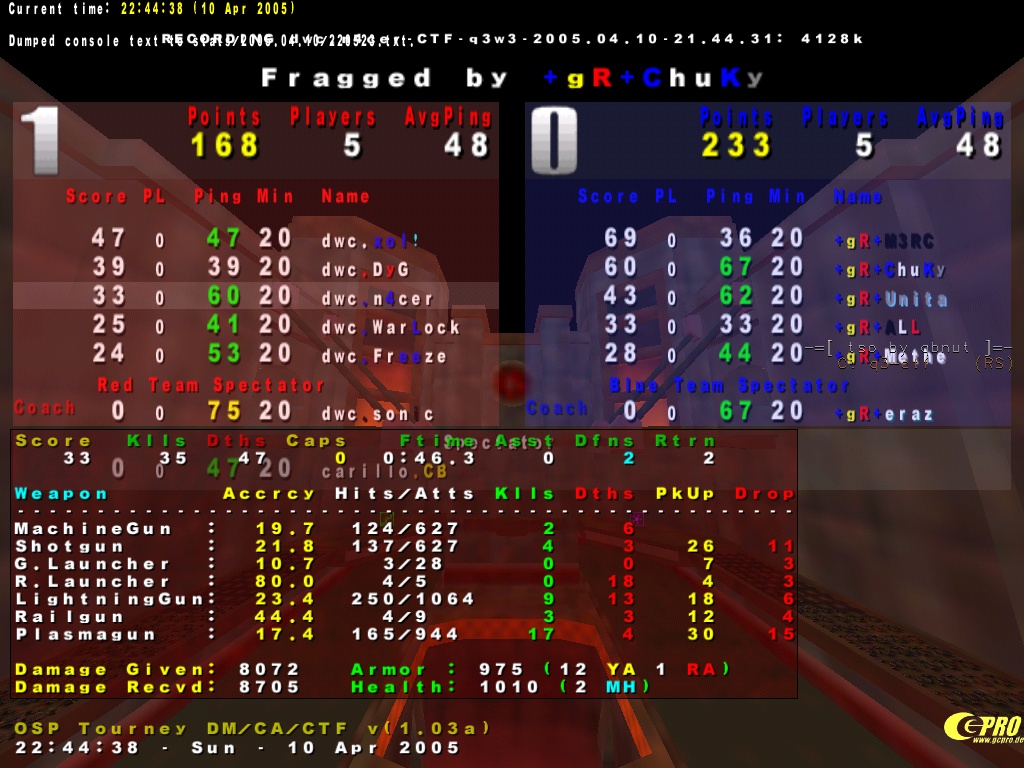Screenshot des Clanwars gegen gR
