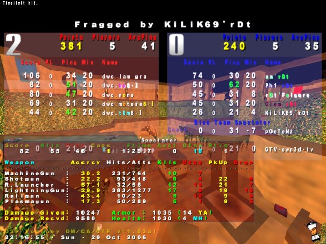 Screenshot des Clanwars gegen rdt