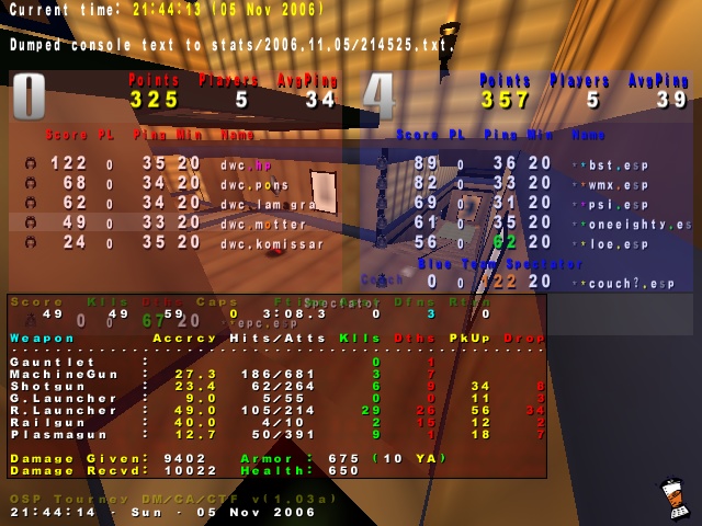 Screenshot des Clanwars gegen esp
