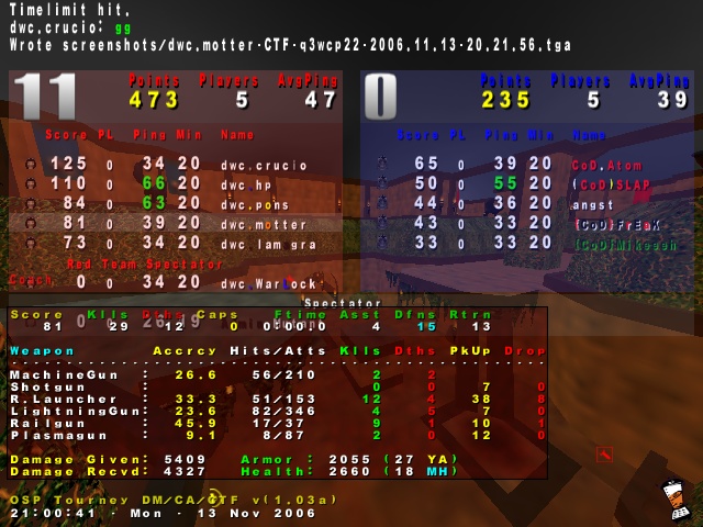 Screenshot des Clanwars gegen CoD