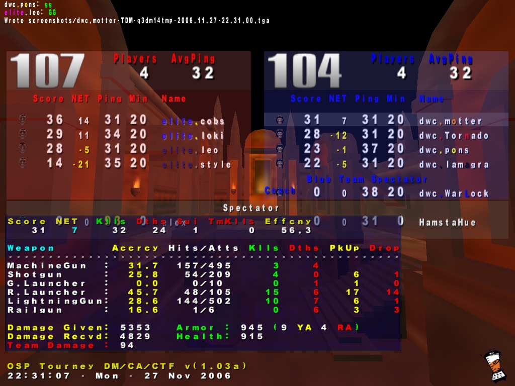 Screenshot des Clanwars gegen elite