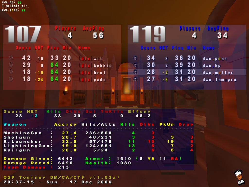 Screenshot des Clanwars gegen dlx