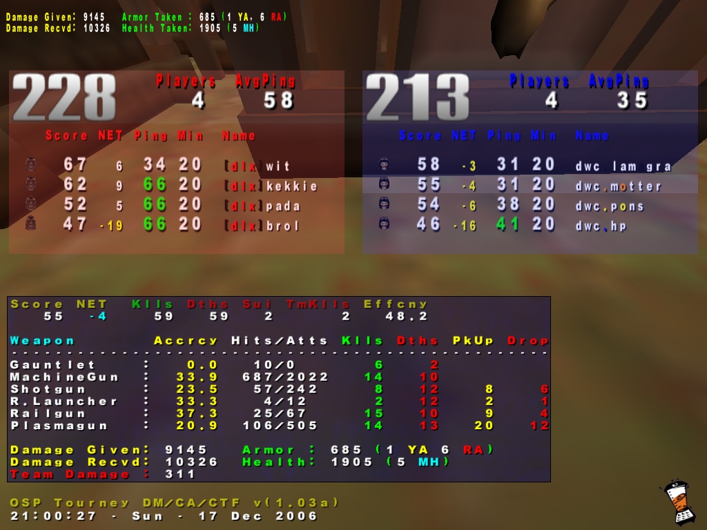 Screenshot des Clanwars gegen dlx