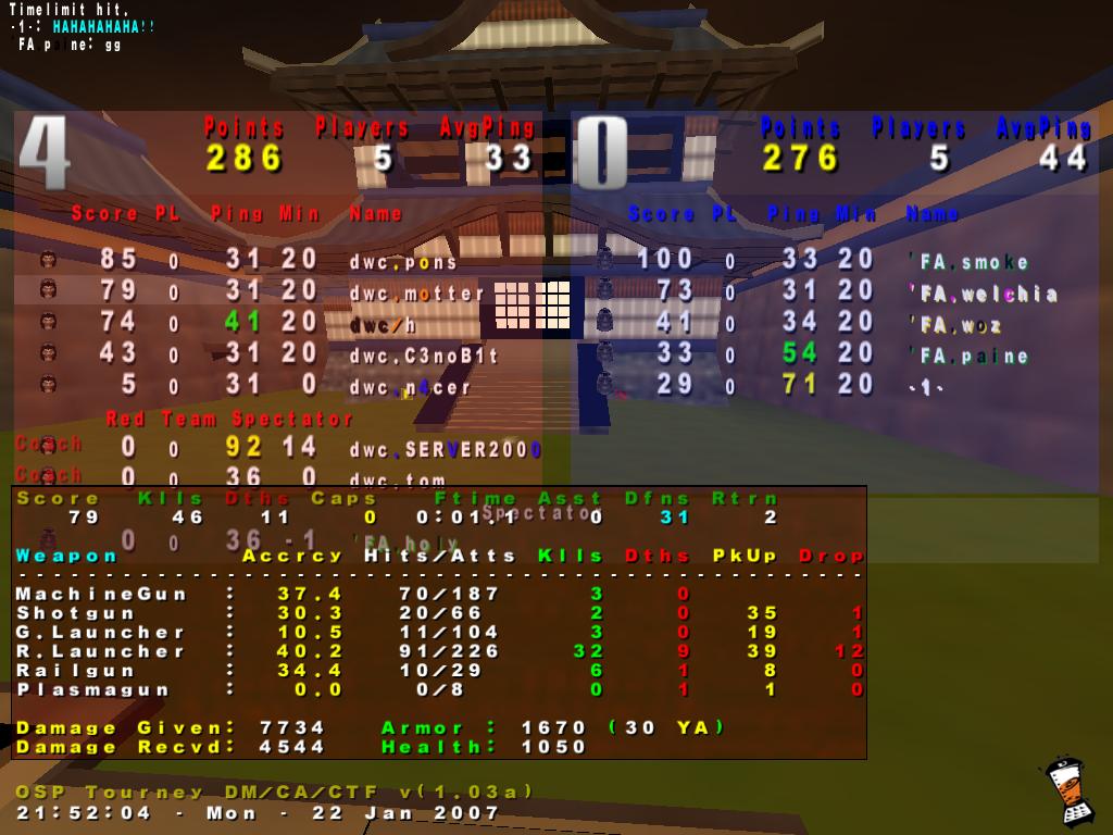 Screenshot des Clanwars gegen FA