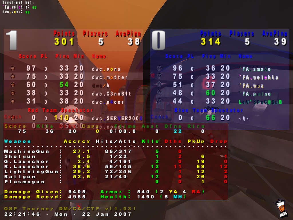 Screenshot des Clanwars gegen FA