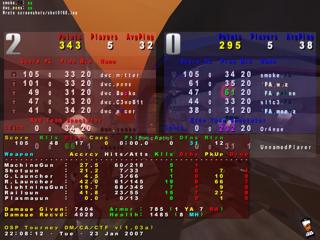 Screenshot des Clanwars gegen FA