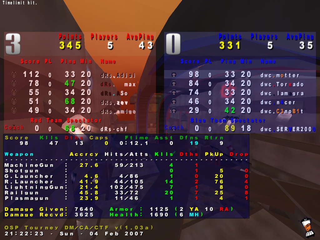 Screenshot des Clanwars gegen dRs