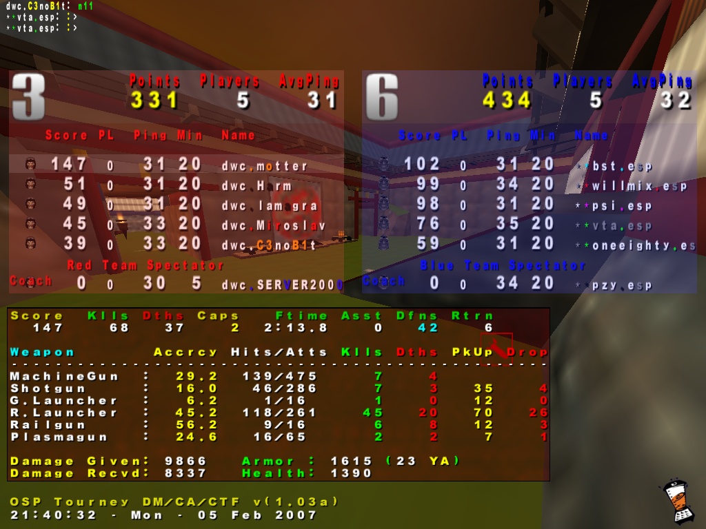 Screenshot des Clanwars gegen esp