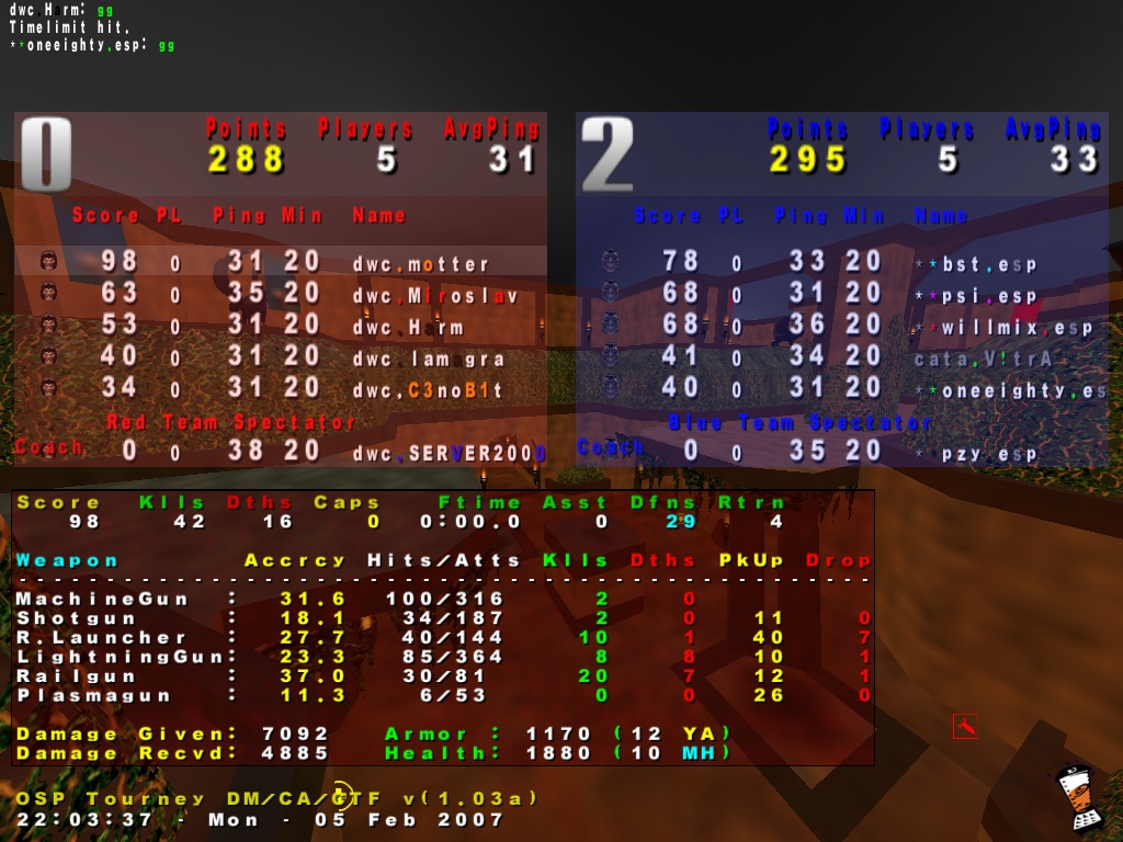 Screenshot des Clanwars gegen esp