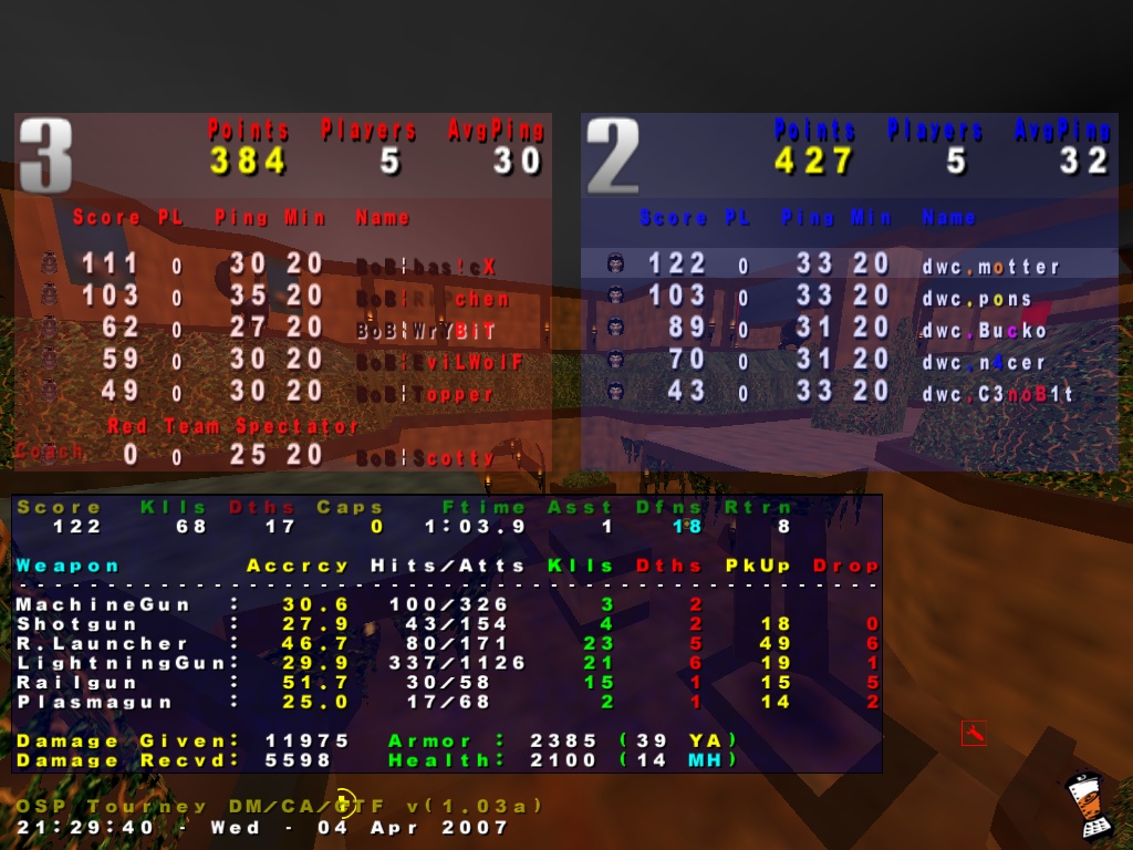 Screenshot des Clanwars gegen BoB
