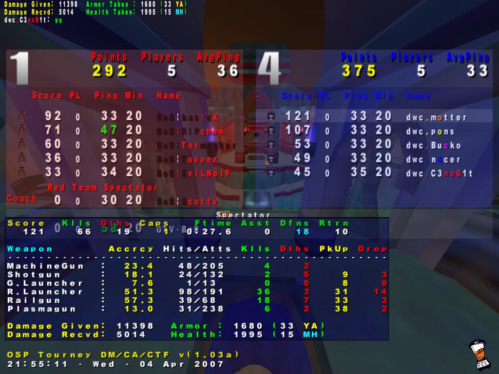 Screenshot des Clanwars gegen BoB