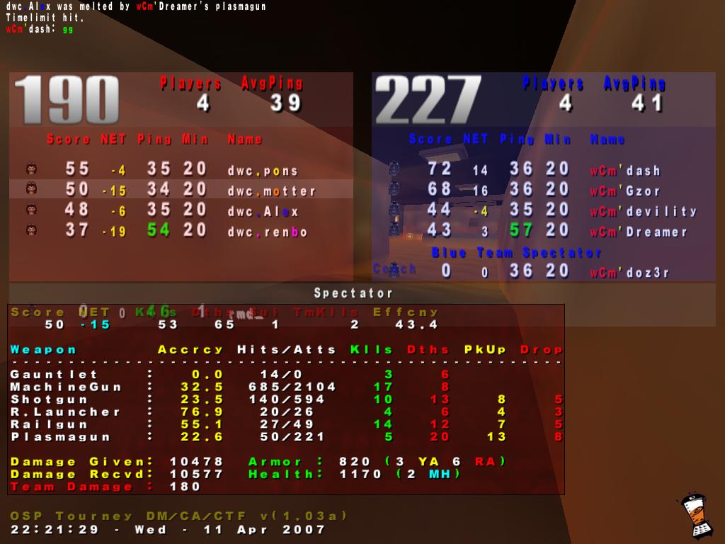 Screenshot des Clanwars gegen wCm