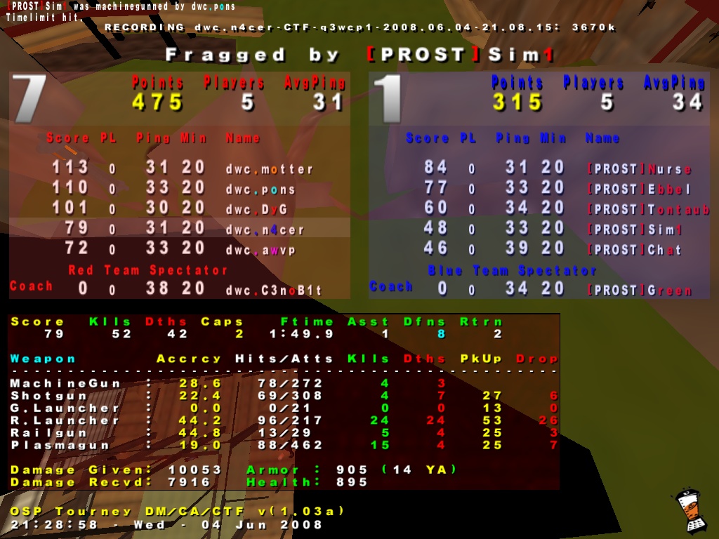 Screenshot des Clanwars gegen PROST