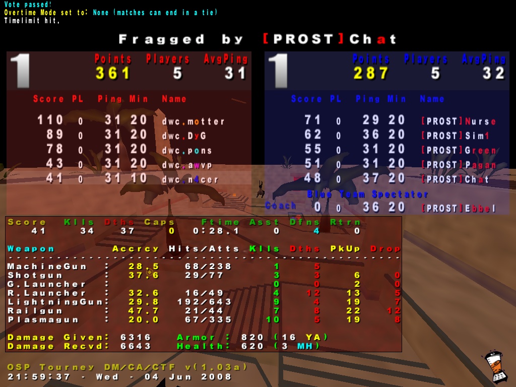 Screenshot des Clanwars gegen PROST