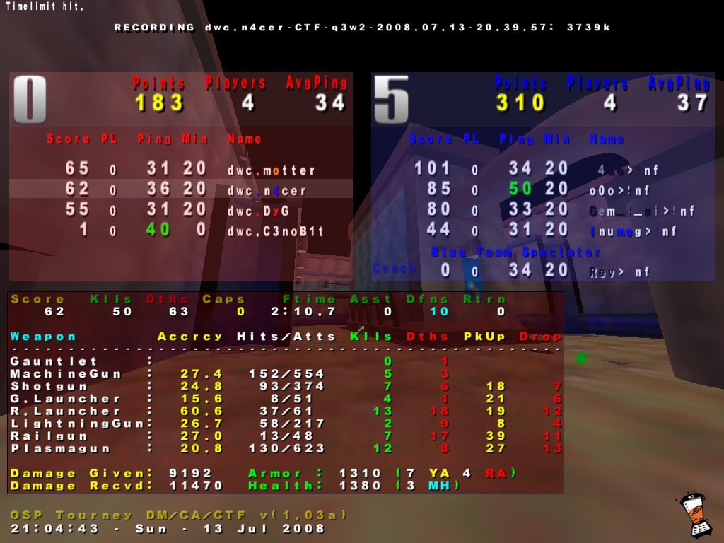 Screenshot des Clanwars gegen !nf